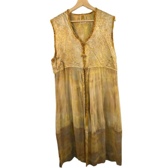 URU Kristine St. Erik Silk Hand Dyed 2‑Piece Dress & Duster Boho Set Fits M–XL - Picture 3 of 10